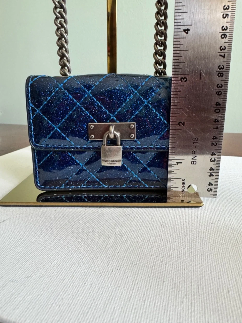 Kurt Geiger London Micro Braxton  Quilted Mini Shoulder Bag in Navy Blue,NWOT - Picture 2 of 10